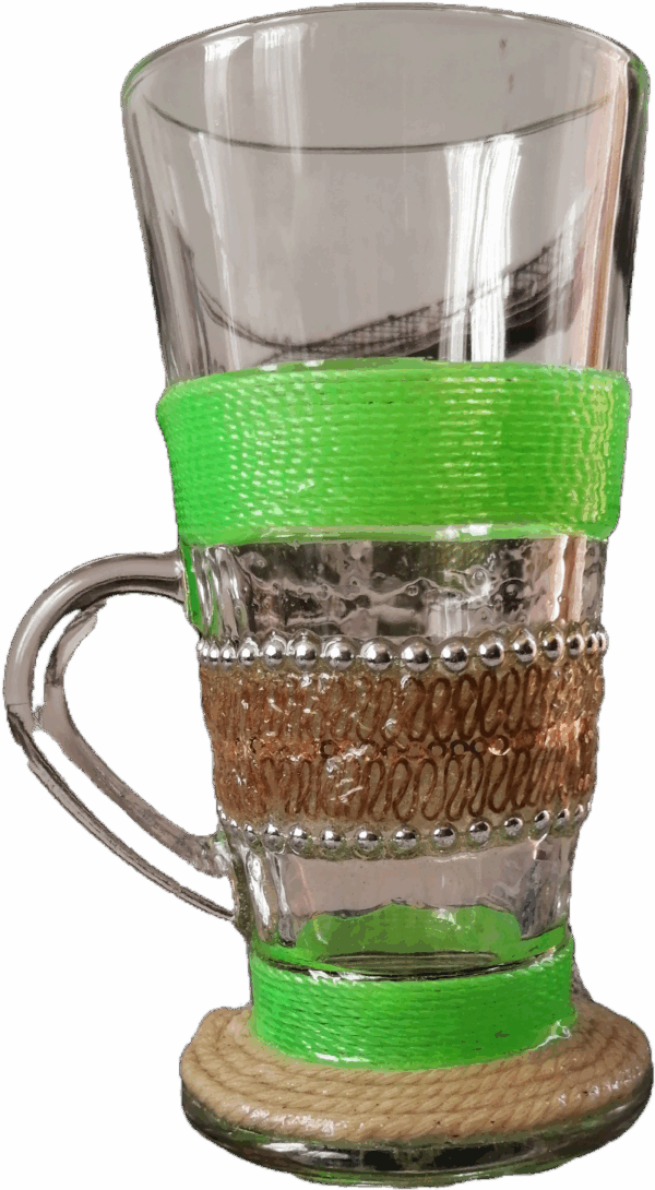 Green and Gold Glass Mug